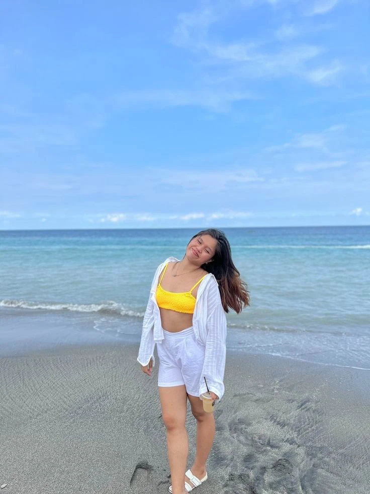 Bright Bikini With Oversized Linen Shirt