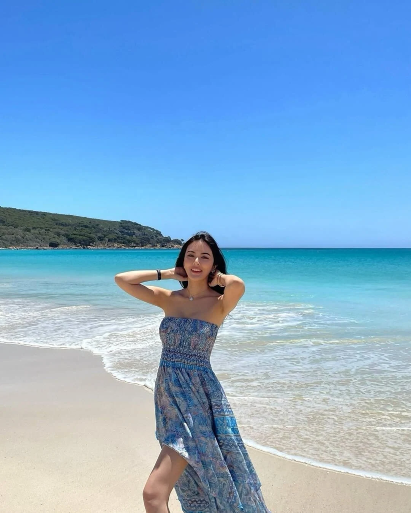 Strapless Blue Patterned Beach Dress