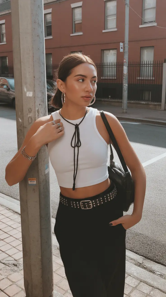 9. Clean Crop Top and Black Skirt Edge