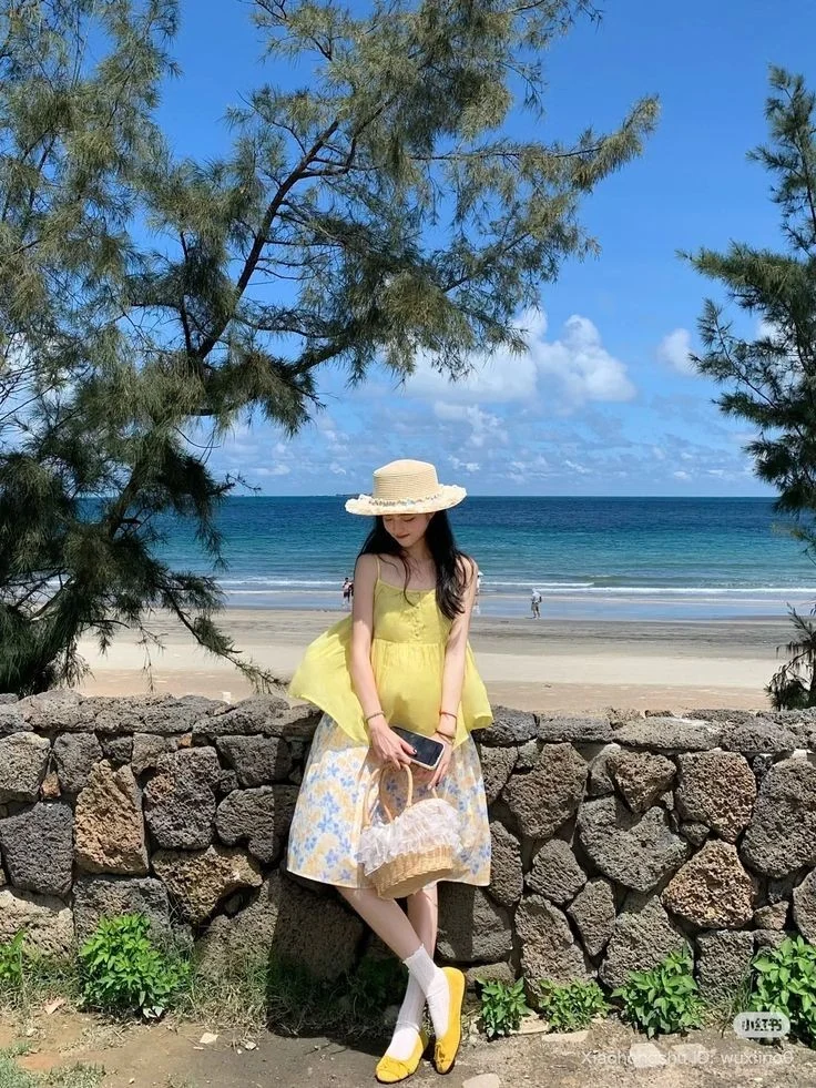 Cheerful Yellow Dress With Statement Hat