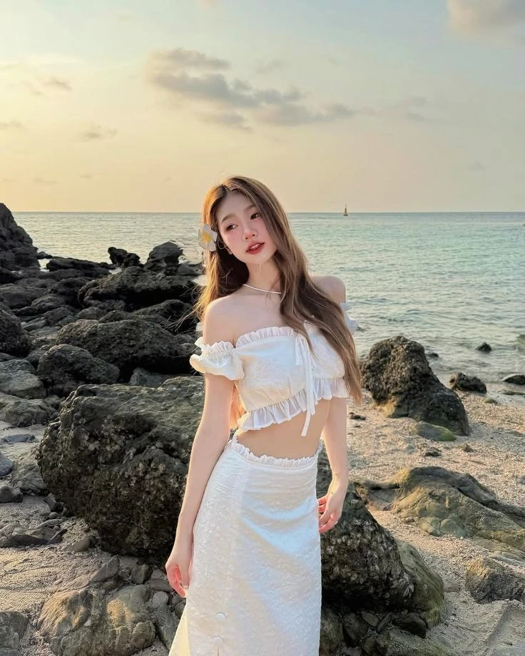 Chic White Ruffle Two-Piece Set