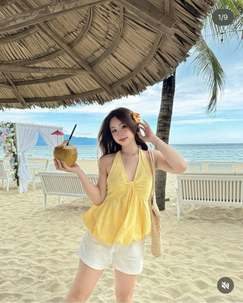 Sunny Yellow Halter Top Beach Look
