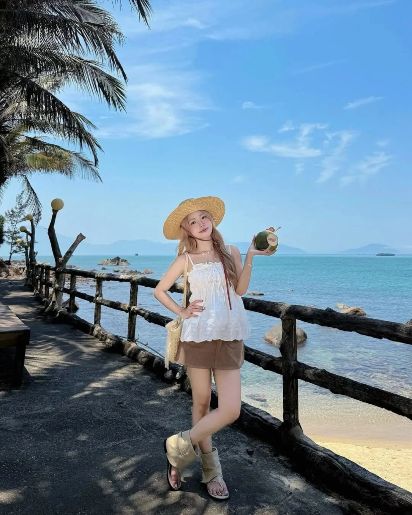 White Ruffle Top With Neutral Shorts