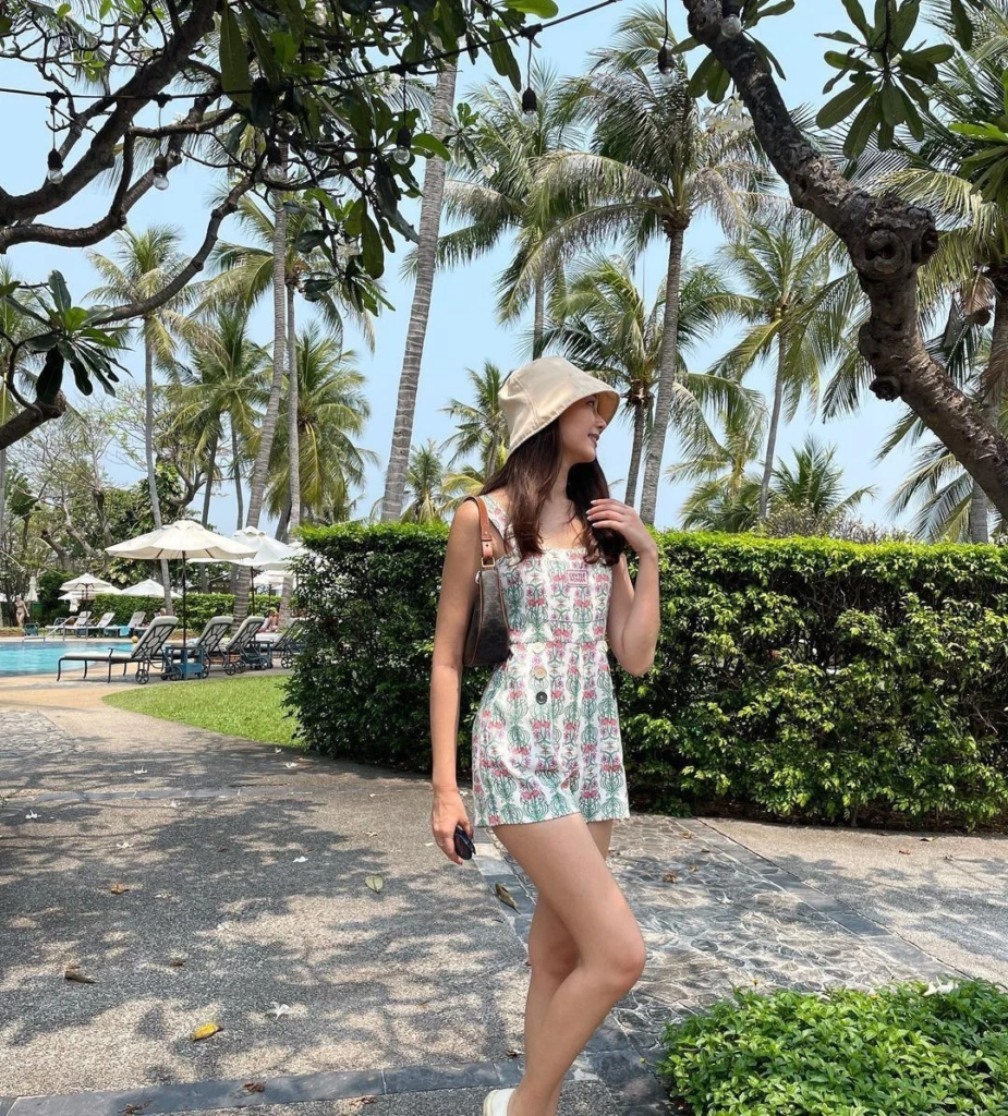 Floral Romper With Bucket Hat Chic