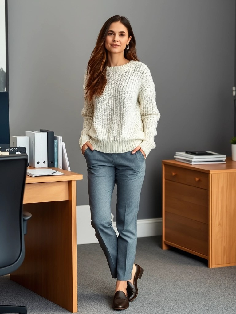 Tailored Trousers And Chunky Knit