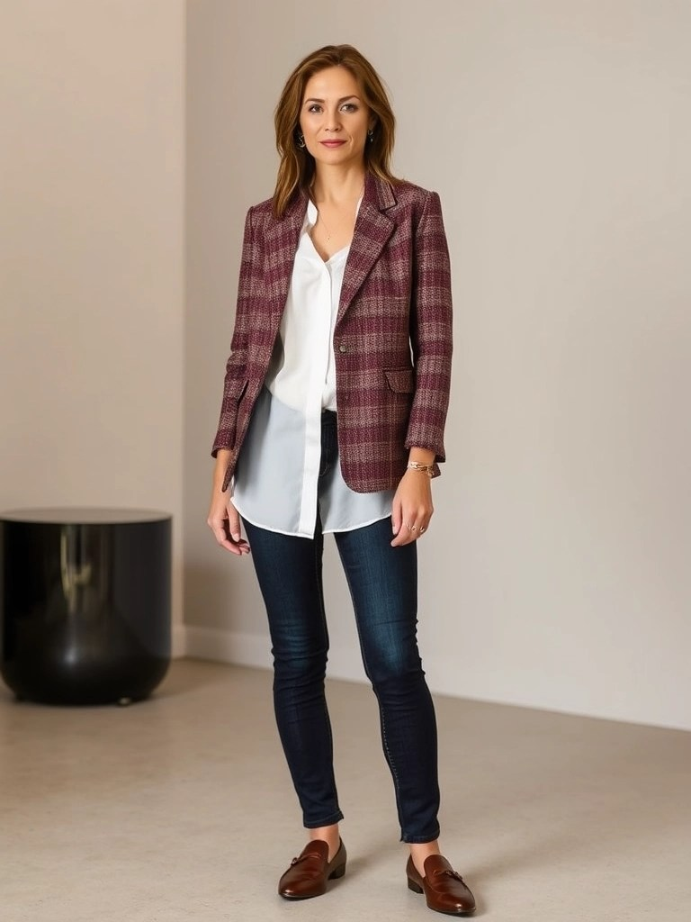 Tweed Jacket And Dark Denim