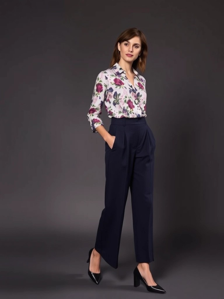 Printed Blouse And Culottes