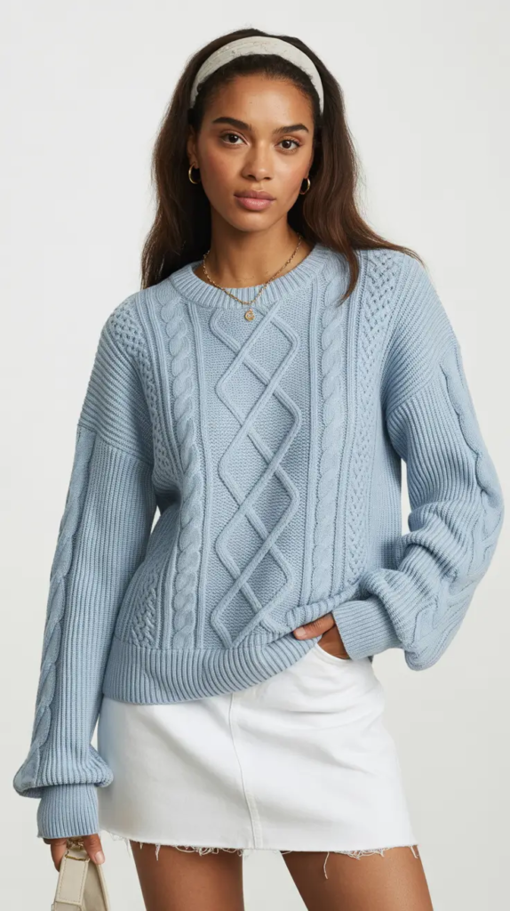 13. Cable Knit Blue and White Mini Modern Prep
