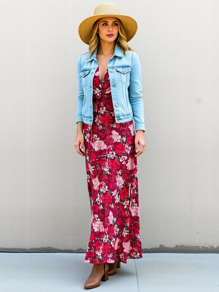 Denim Jacket And Maxi Dress