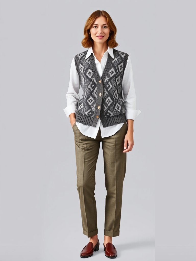 Sweater Vest And Button-Up