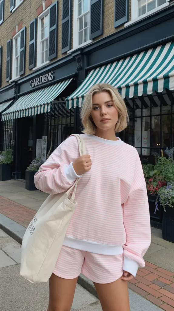 18. Pink Stripe Matching Set with City Energy