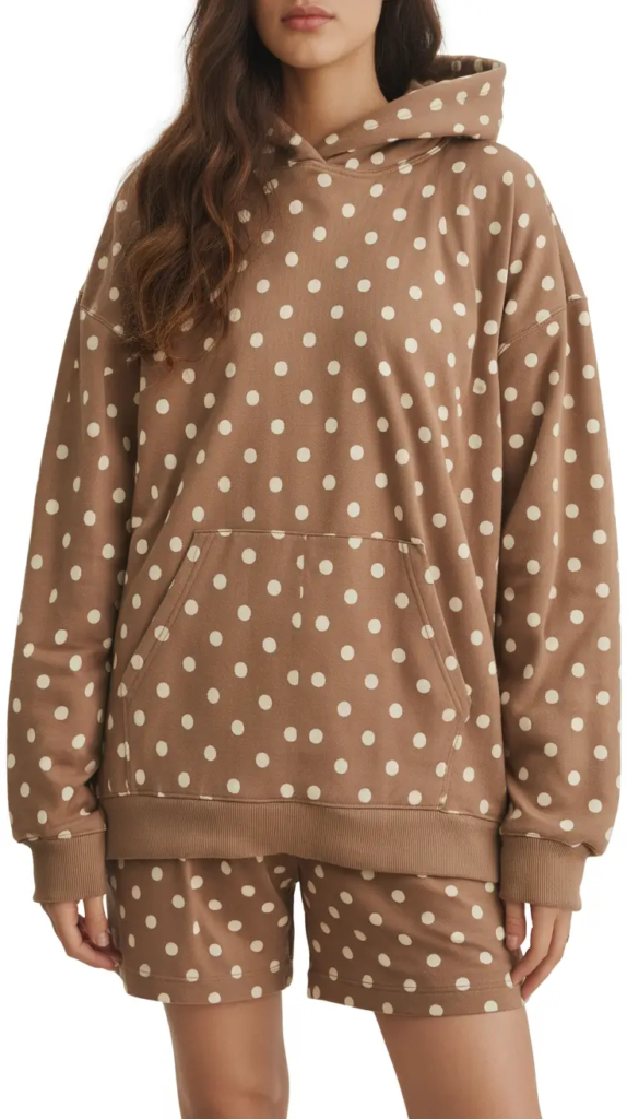 19. Polka Dot Hoodie Set with Cozy Playfulness