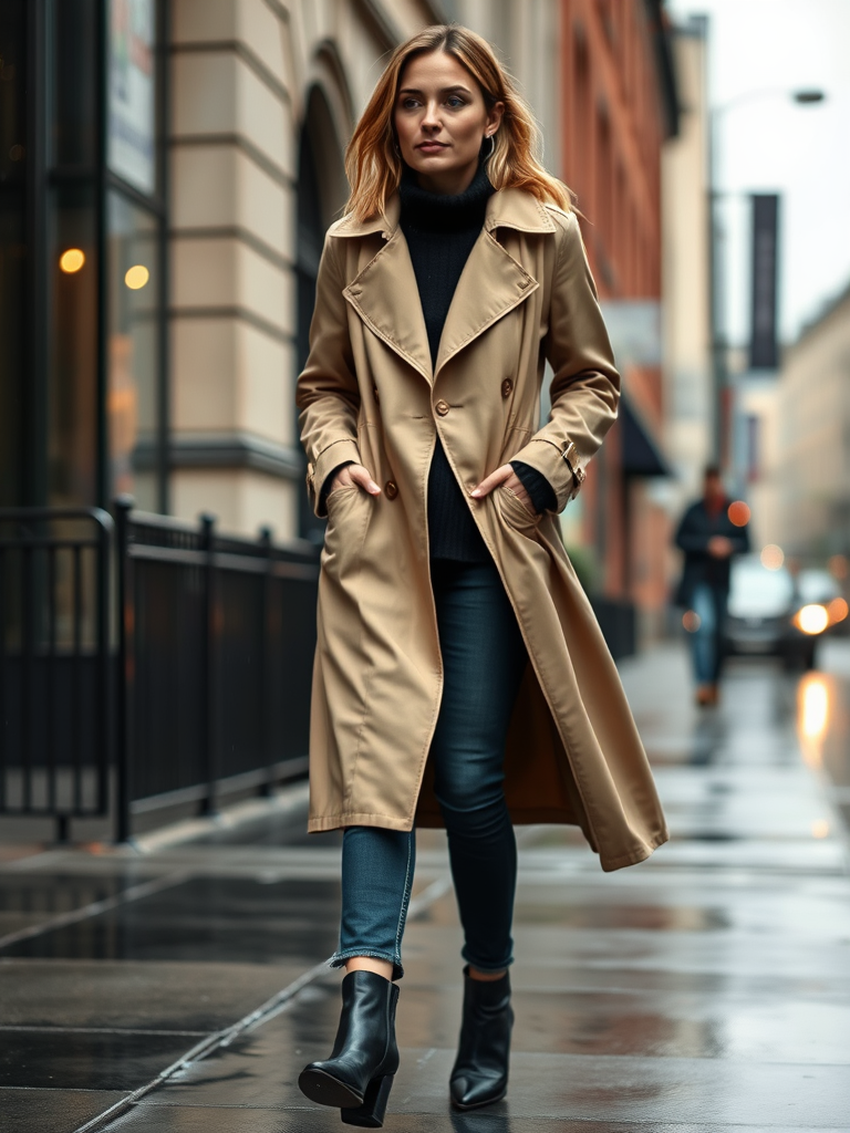 Trench Coat And Ankle Boots