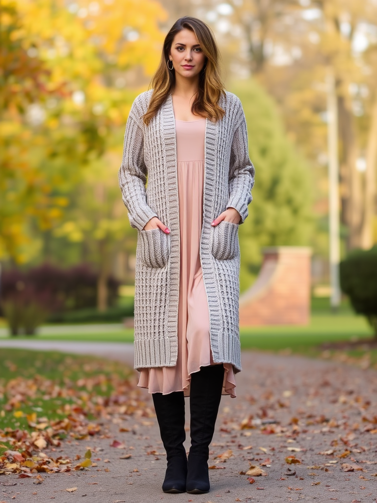 Chunky Knit Cardigan And Dress