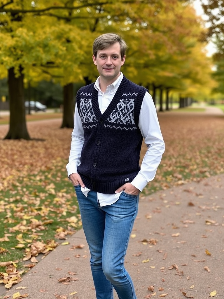 Sweater Vest And Button-Up
