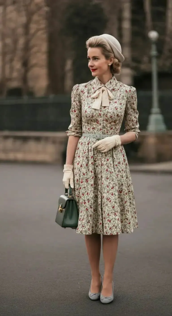 Tea Length Shirt Dress With Accessories