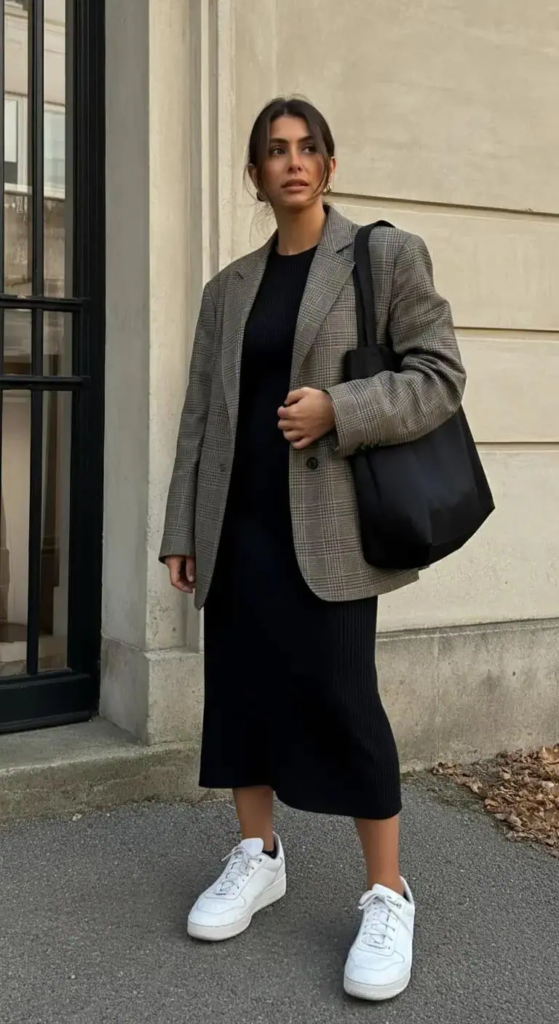 Midi Dress With Structured Blazer