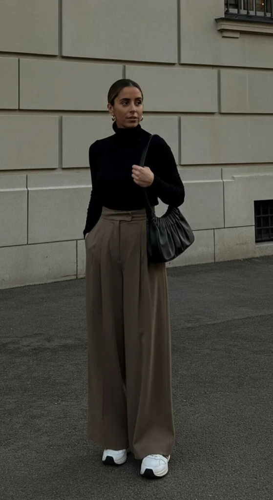 Palazzo Pants With Fitted Turtleneck