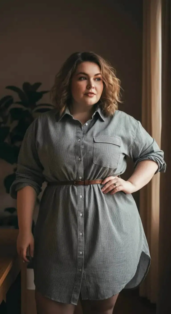 Shirt Dress With A Belt