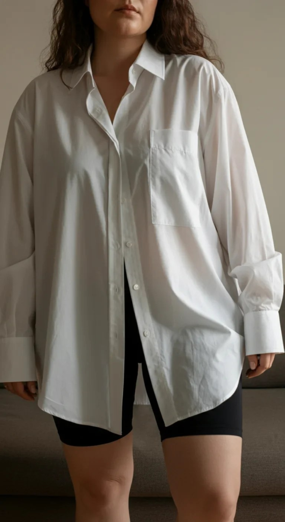 Oversized Button-Down with Bike Shorts