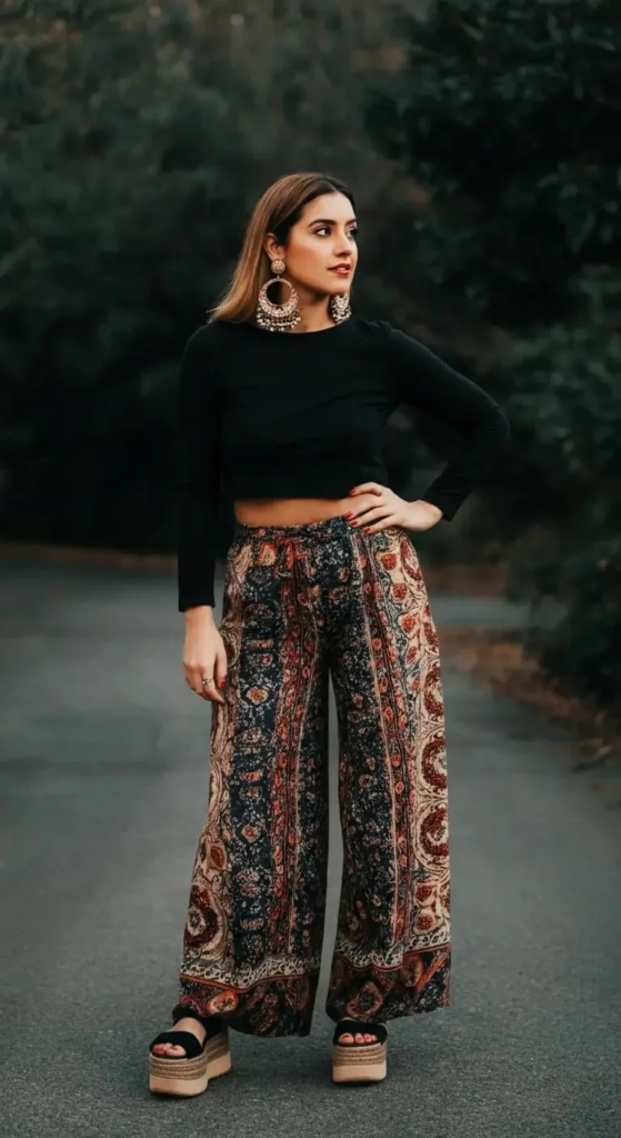 Printed Palazzo Pants and Crop Top