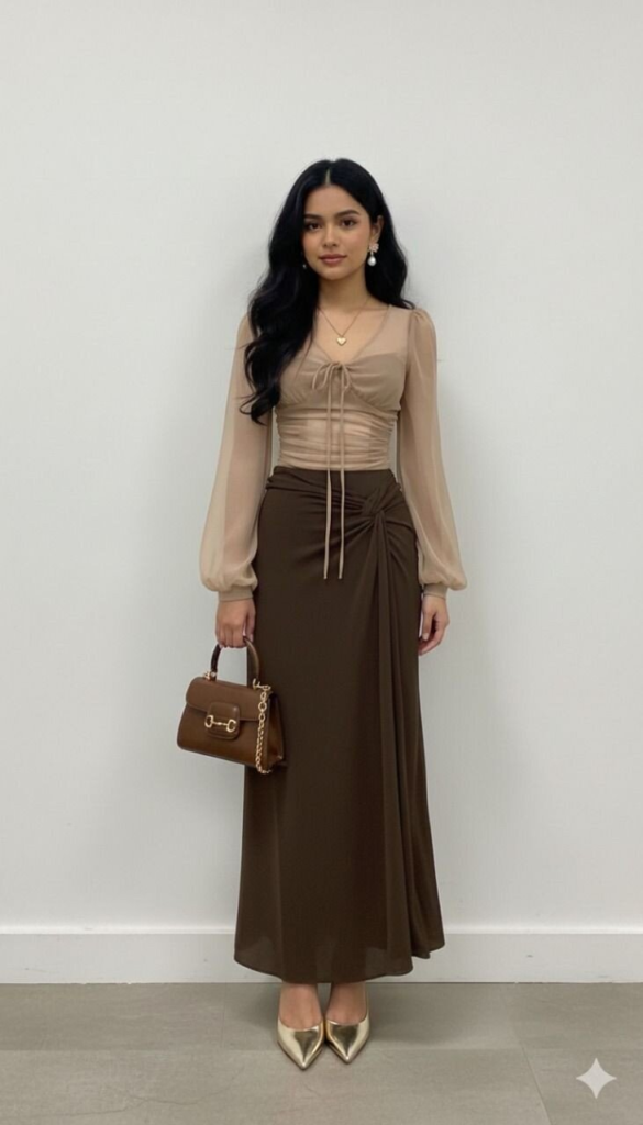 Elegant Two-Tone Maxi Dress Look