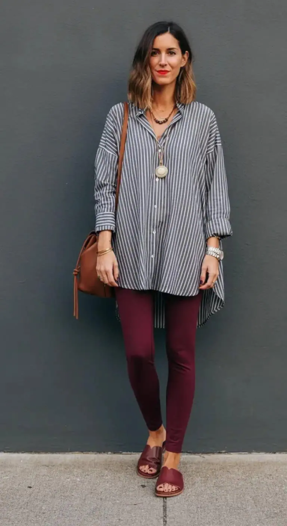 Striped Tunic and Colored Leggings