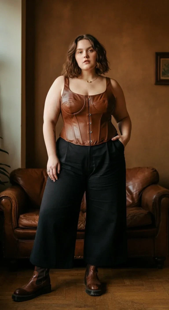 Steampunk-Inspired Corset and High-Waisted Pants