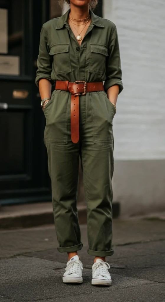 Utility Jumpsuit with Statement Belt