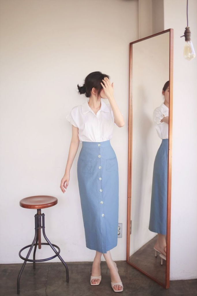 Classic Polo and Button-Front Skirt Combo