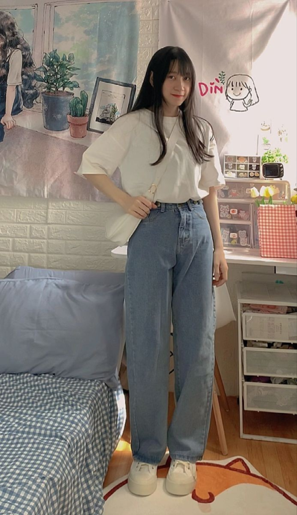 Classic White Tee and Wide-Leg Jeans