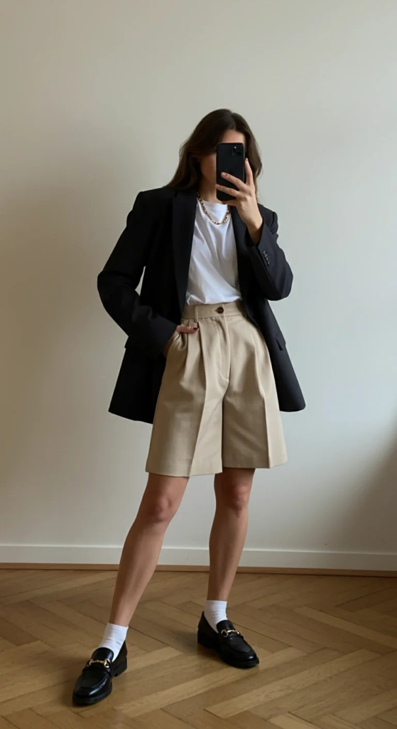 Tailored Shorts with Oversized Blazer