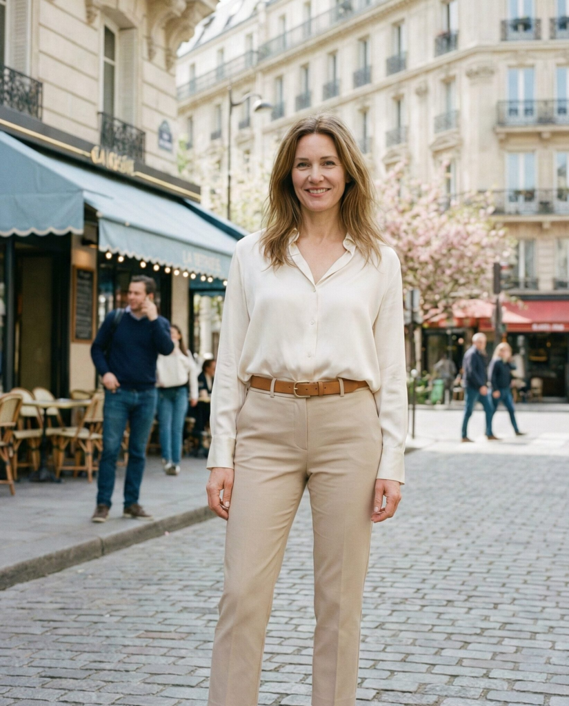 Soft Blouse with Tailored Cropped Pants