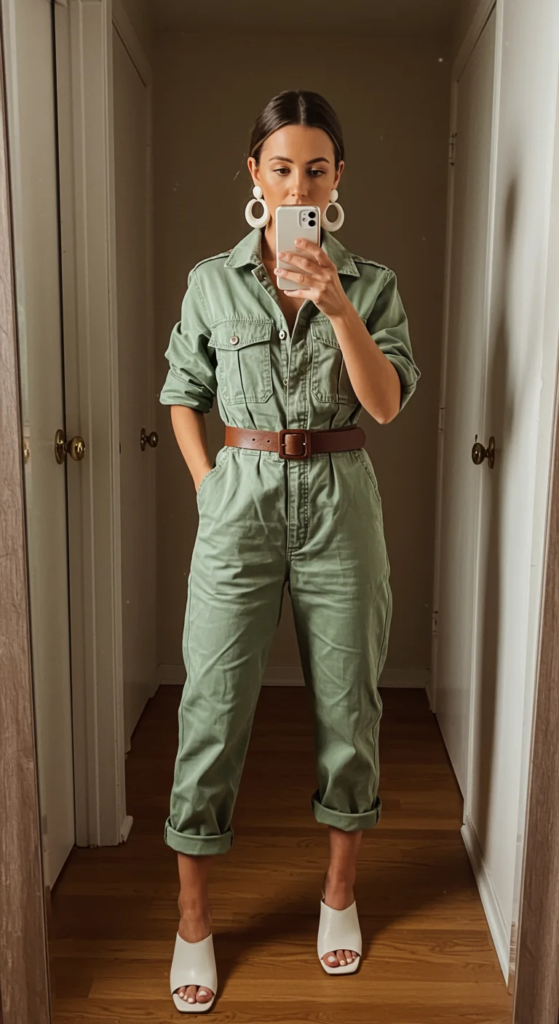 Utility Jumpsuit with Statement Belt