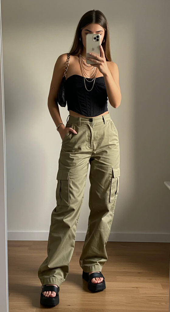 Cargo Pants and Corset Top