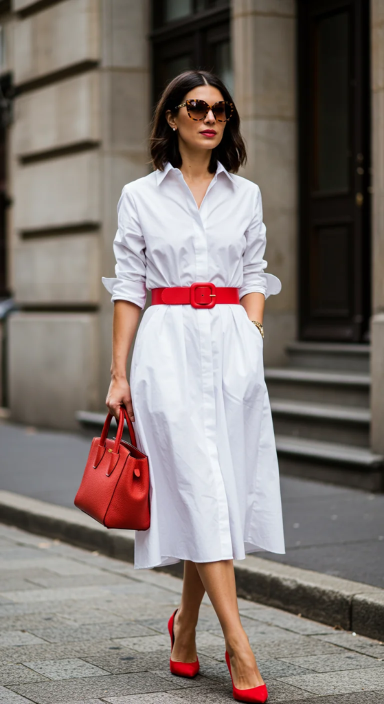 Shirt Dress with Statement Belt