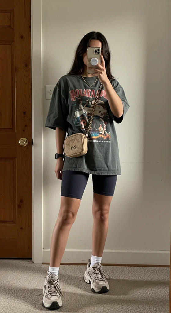 Oversized Graphic Tee and Bike Shorts