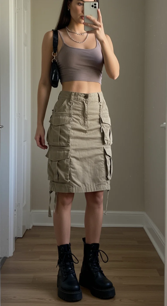 Cropped Tank and Cargo Skirt