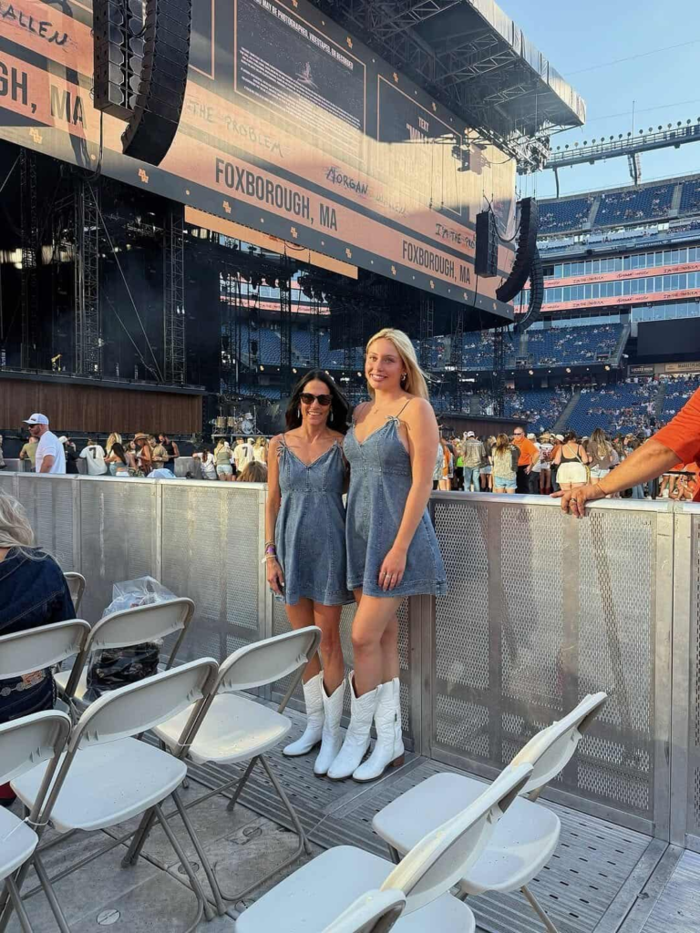 Denim Dresses with White Cowboy Boots