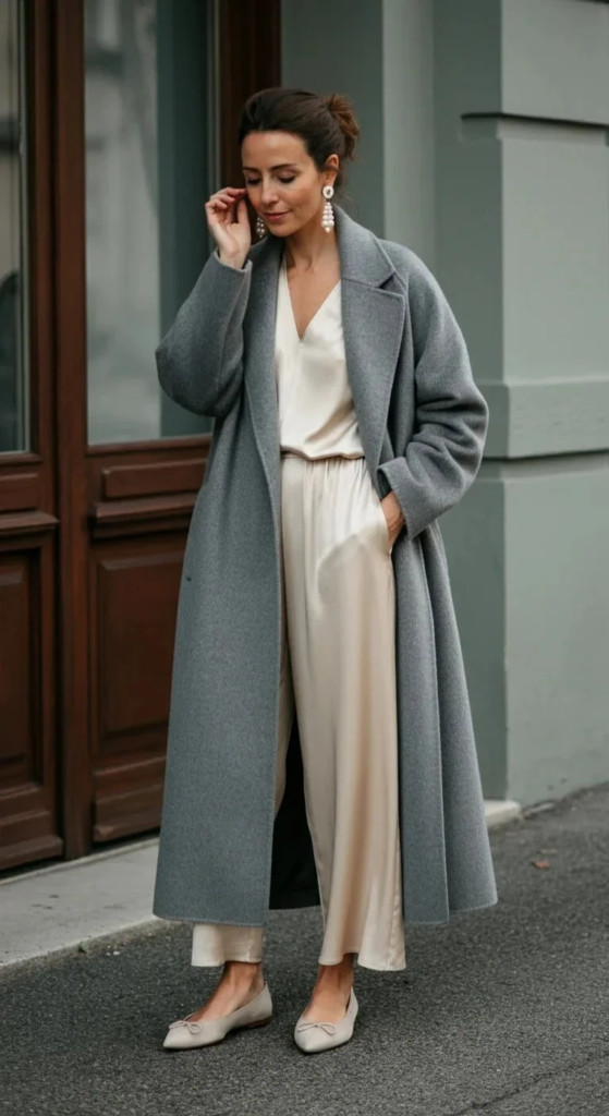 Cashmere Coat and Silk Jumpsuit