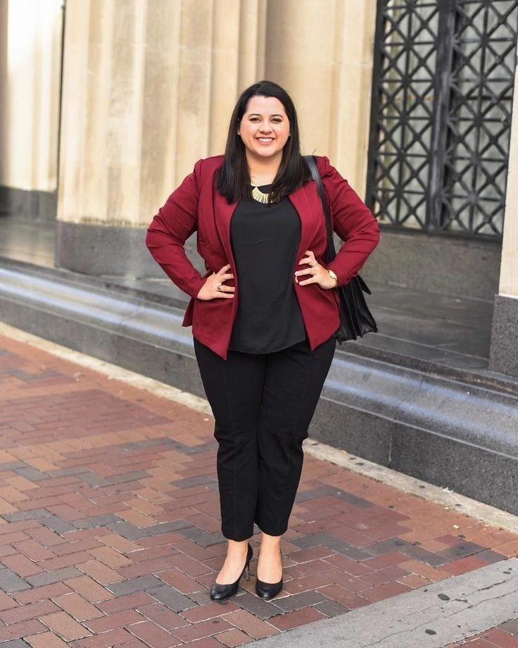 Bold Burgundy Blazer with Black Essentials