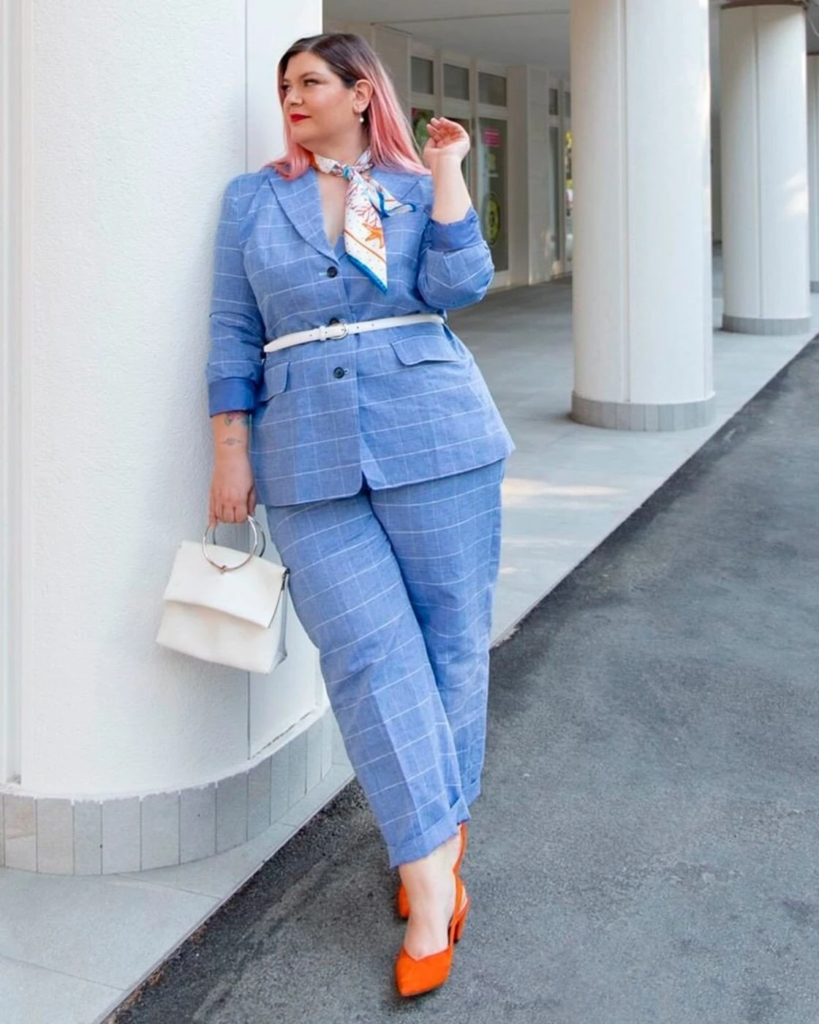 Powder Blue Pantsuit with Pop of Color