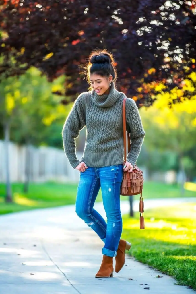 Chunky Sweater and Denim Casual Chic