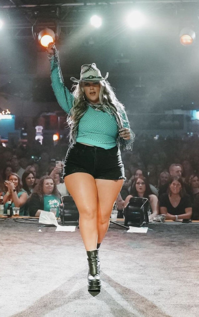 Turquoise Mesh Top with Statement Hat