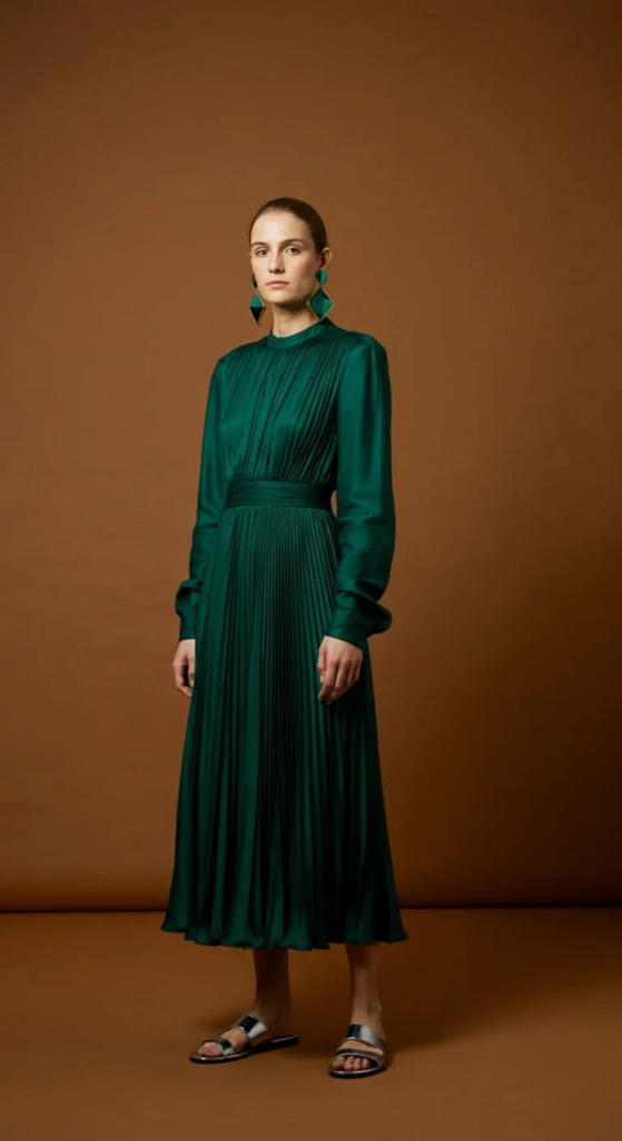 Structural Midi Dress with Architectural Details