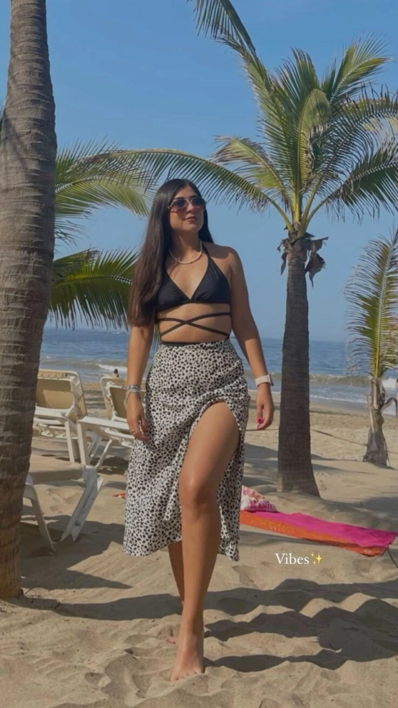 Black Bikini Top with Leopard Maxi Skirt