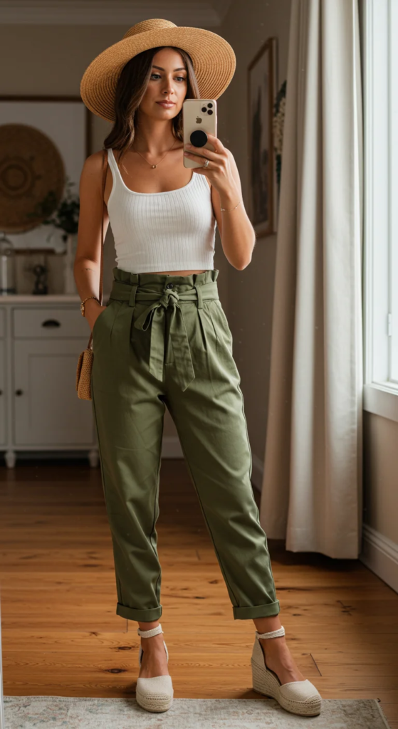 Paperbag Waist Pants and Crop Top