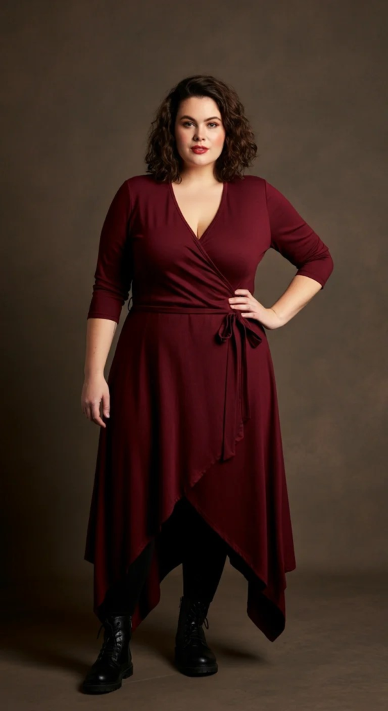 Wrap Dress with Asymmetric Hem
